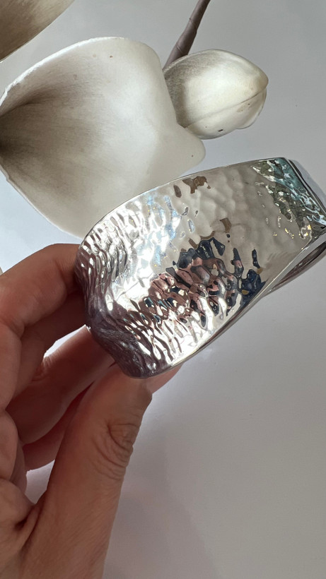 ابکاری طلا ۱۸ عیار - بنگل النگویی چکشی نقره ای