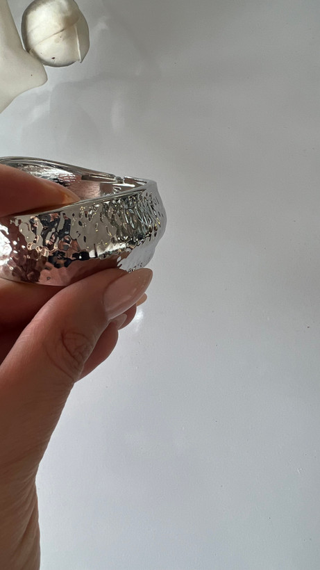 ابکاری طلا ۱۸ عیار - بنگل النگویی چکشی نقره ای